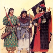 9th century Arab Caliph of the Abbasid Caliphate with his bodyguard.