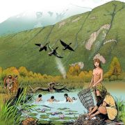 Mesolithic people fishing and gathering on the alluvial plain of the Rhône in 7,500 BCE